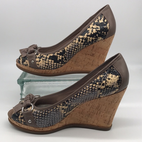 Sperry Wedge Heel Peep-toe NWT Snakeskin Women’s 8 - Picture 2 of 9